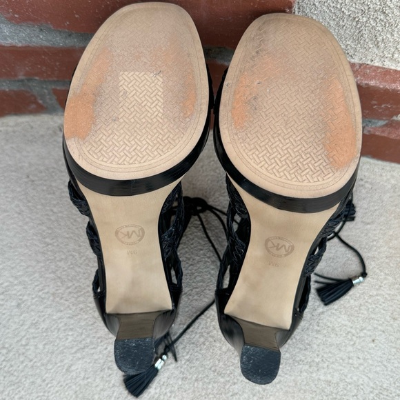 MICHAEL KORS “MONTEREY” Leather Weave, Back Zip Sandal in Black Sz 9 - Picture 8 of 12